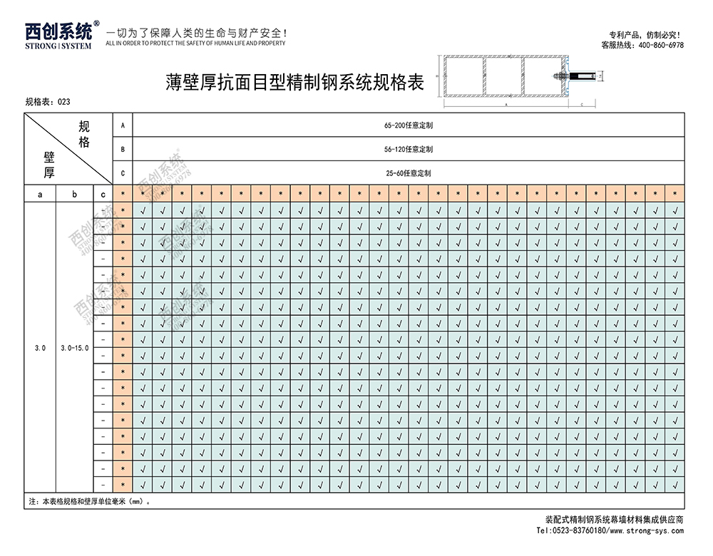 《最新規(guī)格型號一覽表》西創(chuàng)系統(tǒng)裝配式精制鋼直角方管精致鋼尖角方管（包含高精鋼、精密鋼、精細鋼）(圖24)