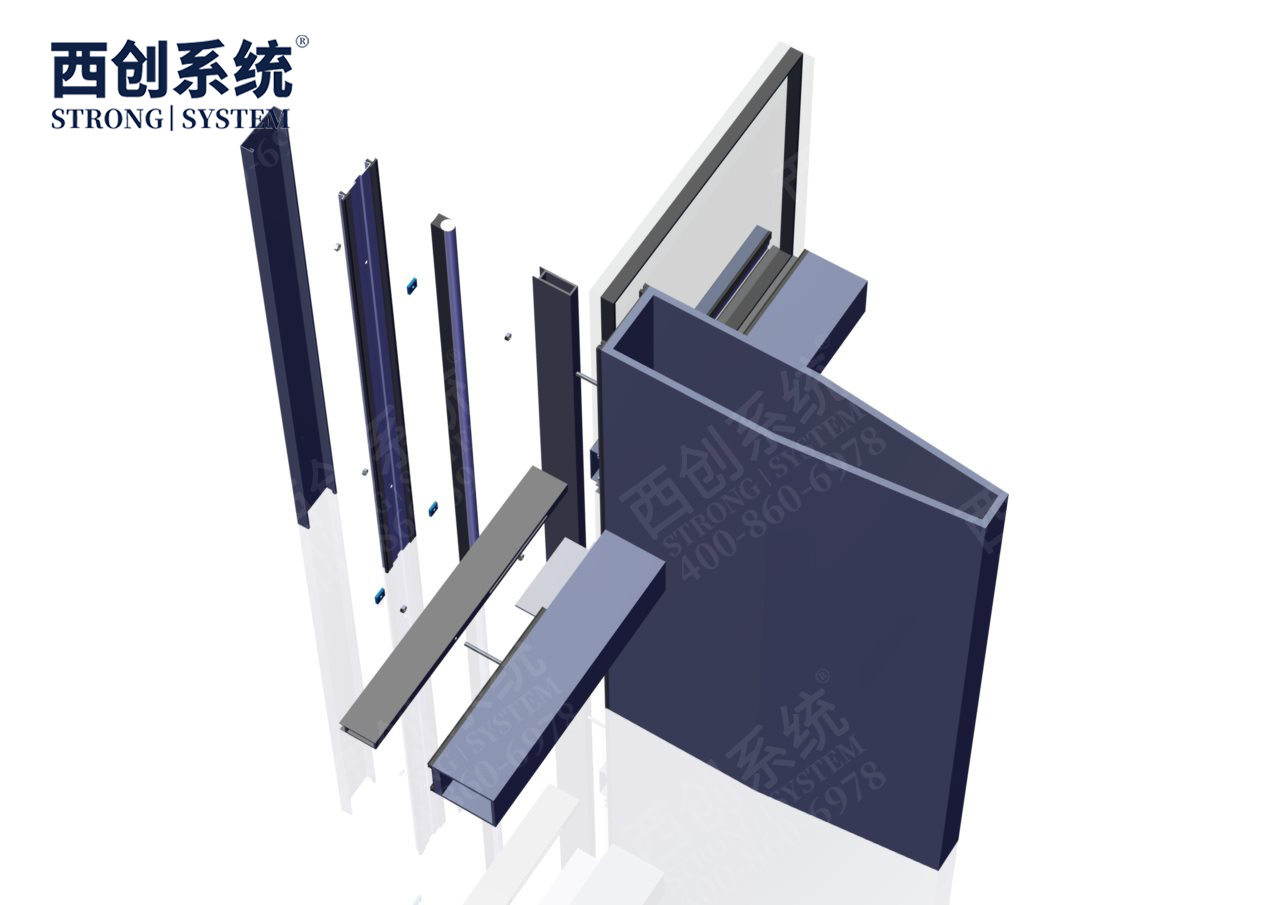 上海青浦項目銑卡槽錐形（平頭）精致鋼/前抗面加厚矩形精制鋼玻璃幕墻系統-西創(chuàng)系統(圖9)