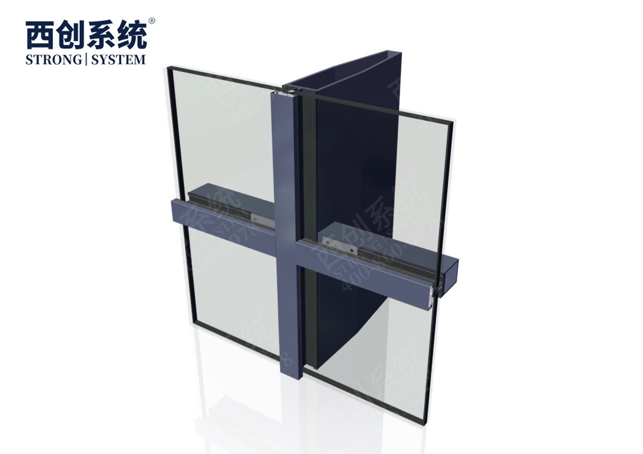 上海青浦項目銑卡槽錐形（平頭）精致鋼/前抗面加厚矩形精制鋼玻璃幕墻系統-西創(chuàng)系統(圖5)
