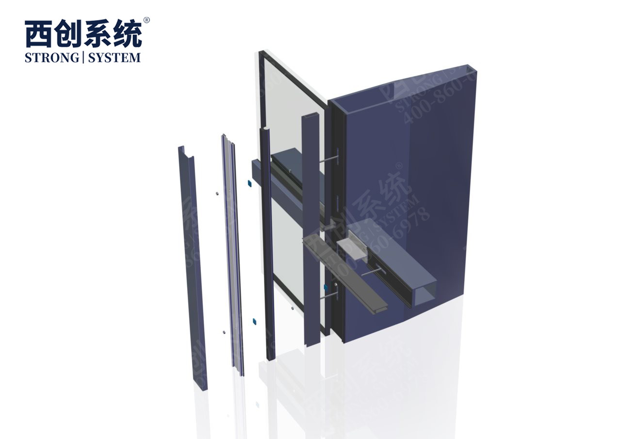 上海青浦項目銑卡槽錐形（平頭）精致鋼/前抗面加厚矩形精制鋼玻璃幕墻系統-西創(chuàng)系統(圖10)